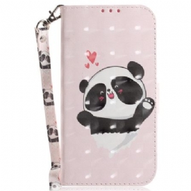 Δερματινη Θηκη Motorola Edge 50 Fusion Panda Love With Strap Σιλικόνης