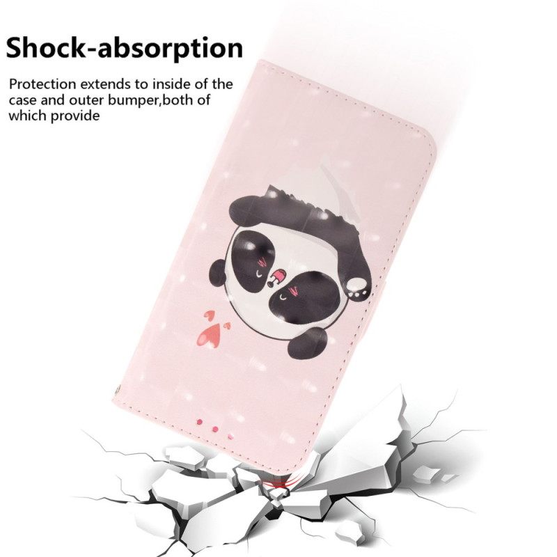 Δερματινη Θηκη Motorola Edge 50 Fusion Panda Love With Strap Σιλικόνης