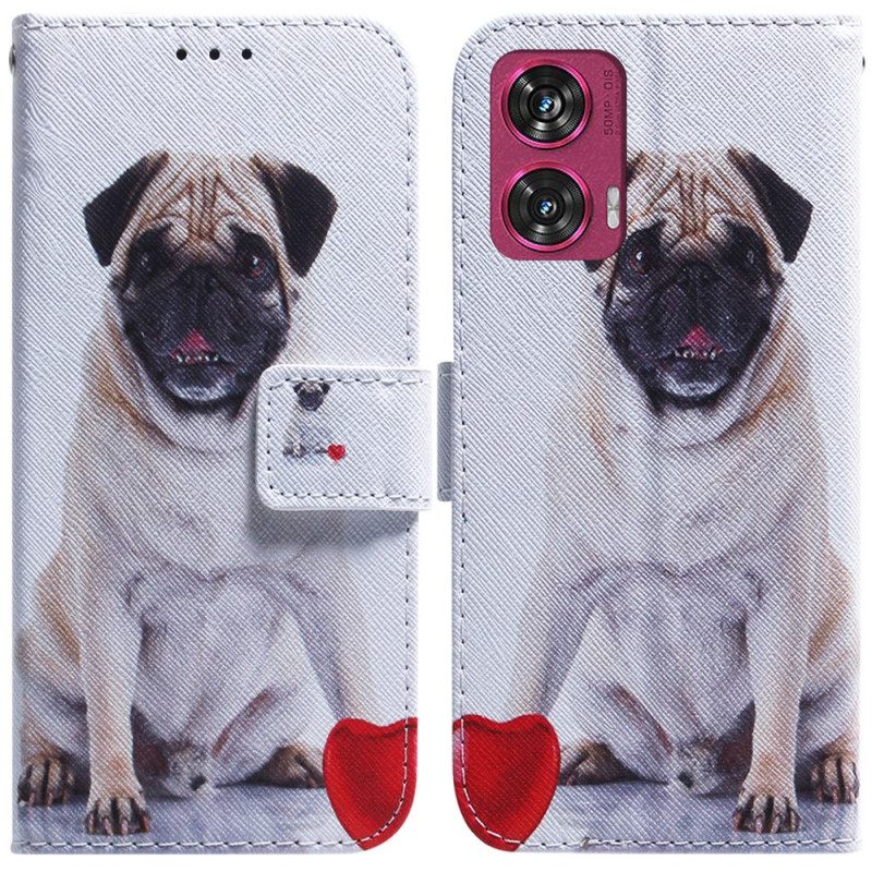 Δερματινη Θηκη Motorola Edge 50 Fusion Pug Dog