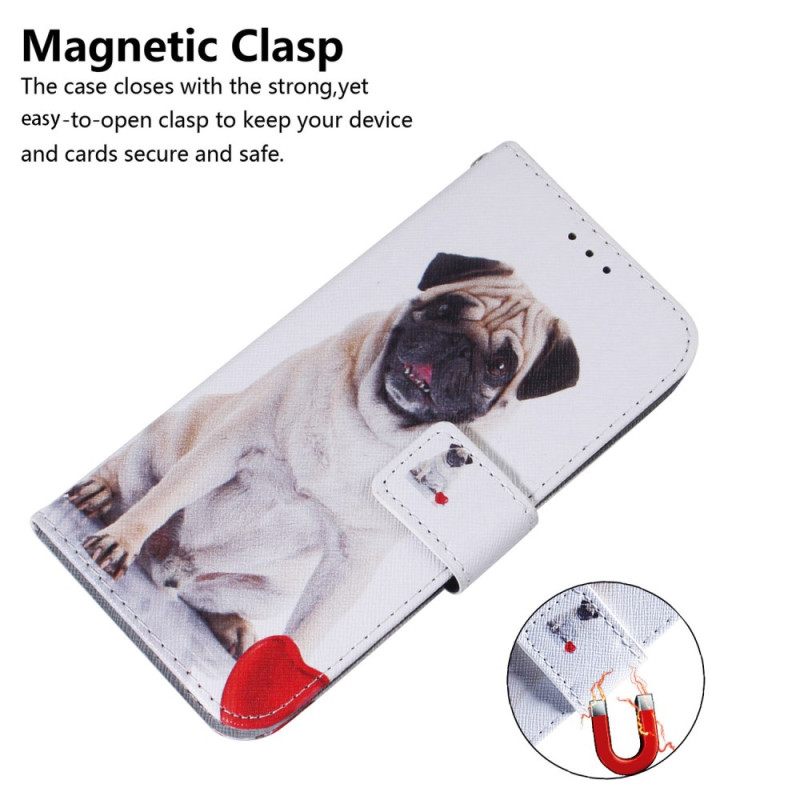 Δερματινη Θηκη Motorola Edge 50 Fusion Pug Dog