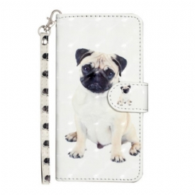 δερματινη θηκη iPhone 15 Plus με κορδονι 3d Pug Με Λουράκι