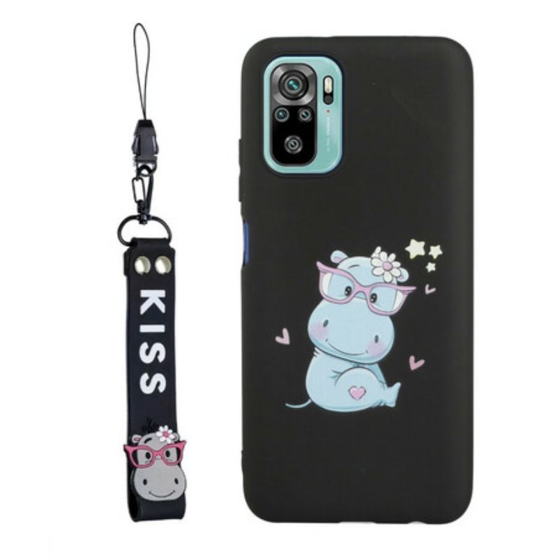 Θήκη Xiaomi Redmi Note 10 / 10S Ιπποπόταμος Με Kiss Lanyard