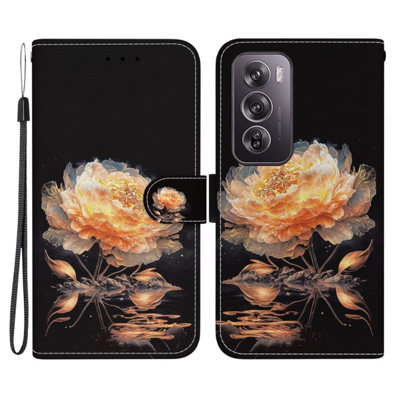 Θηκη Κινητου Oppo Reno 12 Pro 5g Θήκες Κινητών Χρυσή Παιώνια Με Λουράκι