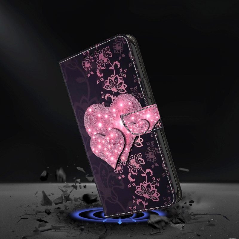 Δερματινη Θηκη Honor X9b / Magic 6 Lite Lace Hearts Σιλικόνης