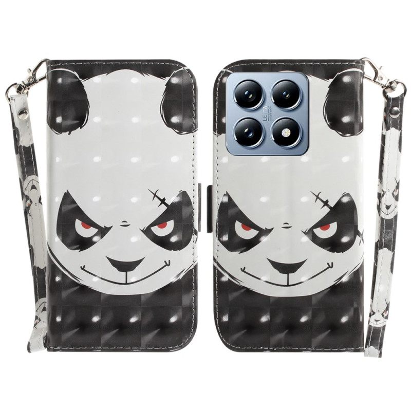 Δερματινη Θηκη Xiaomi 14t Angry Panda Με Λουράκι