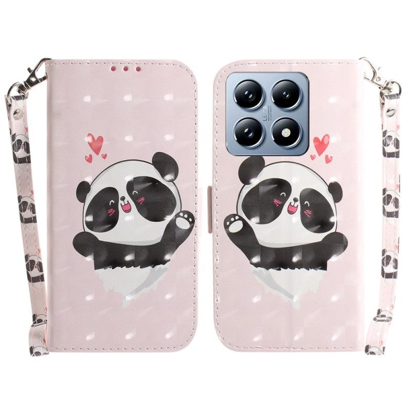 Δερματινη Θηκη Xiaomi 14t Panda Love With Strap