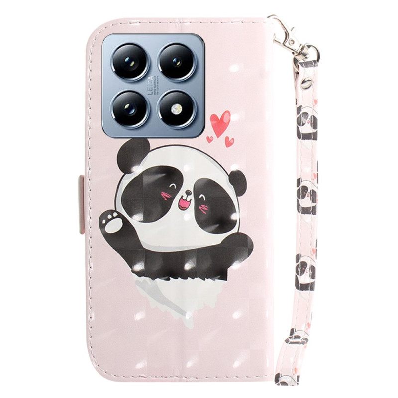 Δερματινη Θηκη Xiaomi 14t Panda Love With Strap