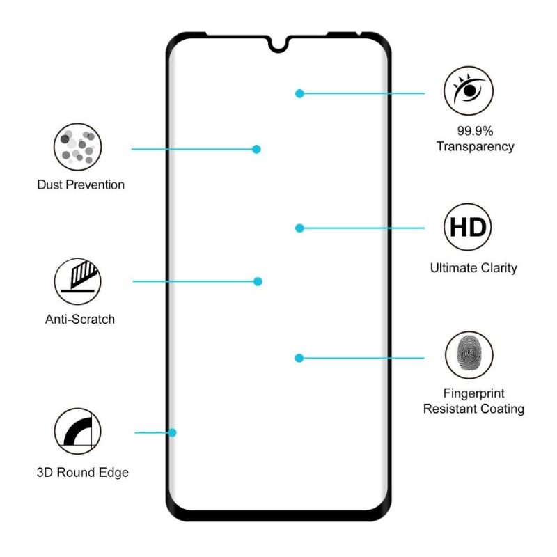 Huawei P30 Pro - Full Size Tempered Glass Screen Protector - Μαύρο