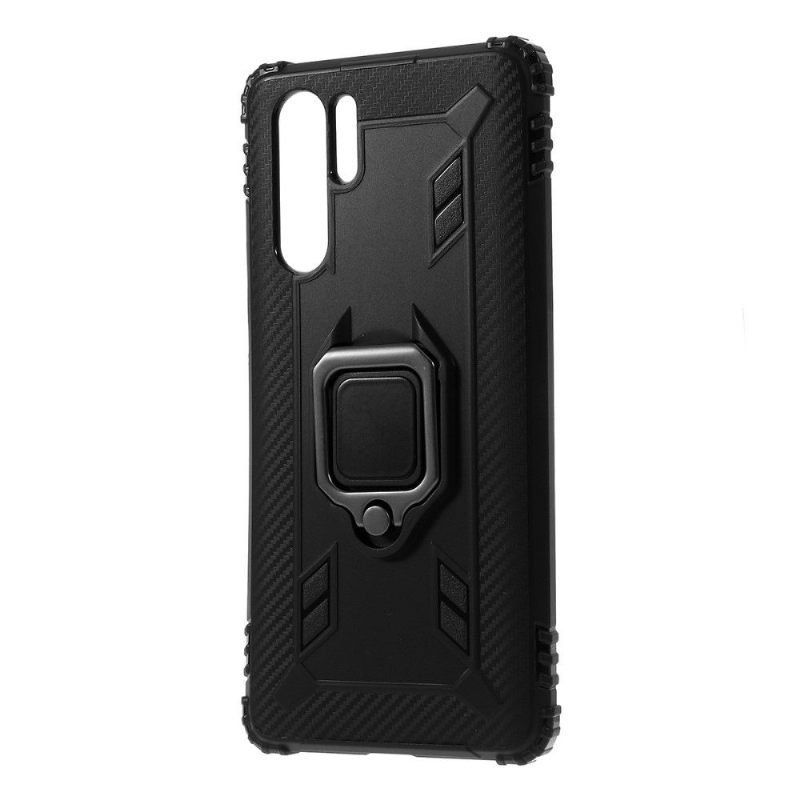 θηκη κινητου Huawei P30 Pro Carbon Look Με Δαχτυλίδι Στήριξης