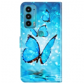 Κάλυμμα Motorola Moto E20 / E30 / E40 Sparkling Blue Butterflies