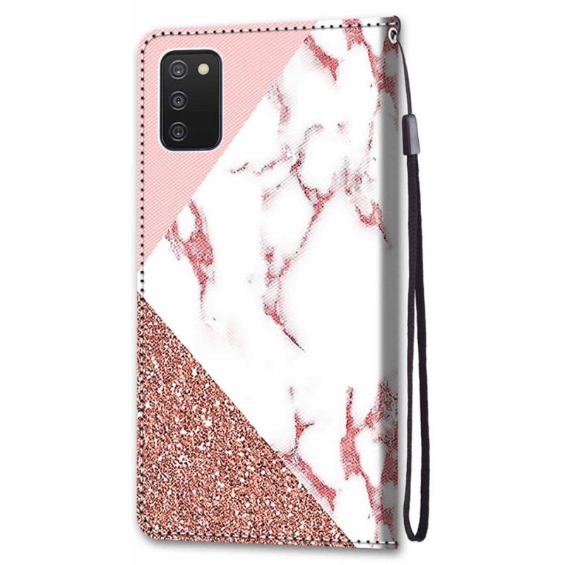 δερματινη θηκη Samsung Galaxy A03s Marble Glitter