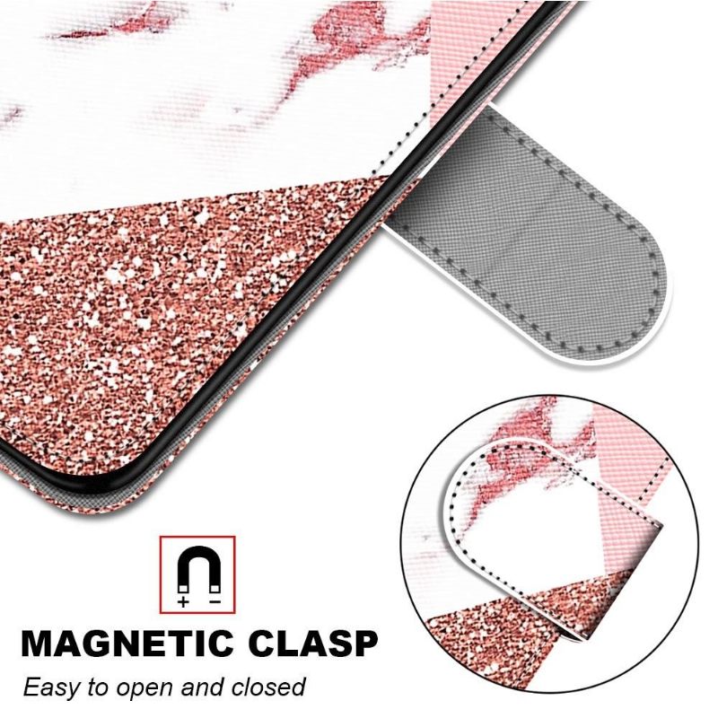 δερματινη θηκη Samsung Galaxy A03s Marble Glitter