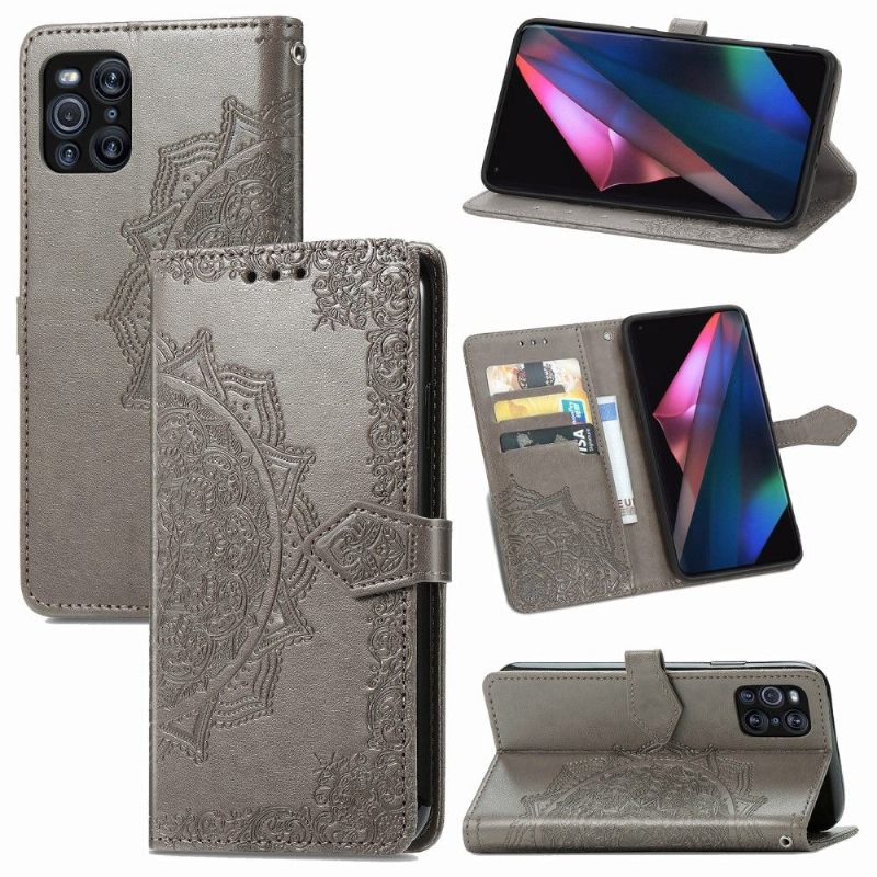 Κάλυμμα Oppo Find X3 Pro Mandala Relief Faux Leather