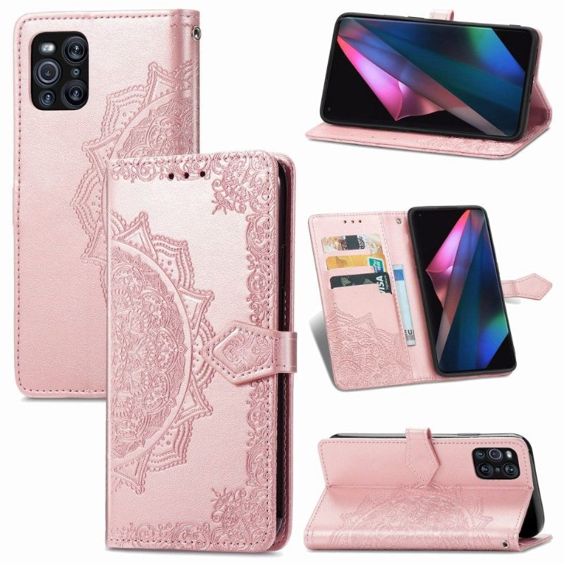 Κάλυμμα Oppo Find X3 Pro Mandala Relief Faux Leather