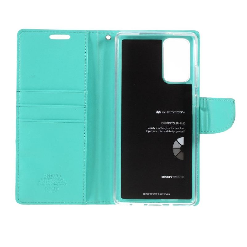 Κάλυμμα Samsung Galaxy Note 20 Bravo Series Faux Leather - Cyan