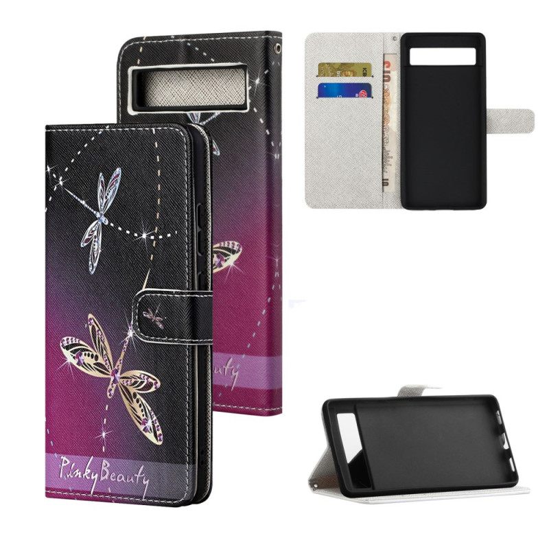 Δερματινη Θηκη Google Pixel 8a Strap-on Dragonflies