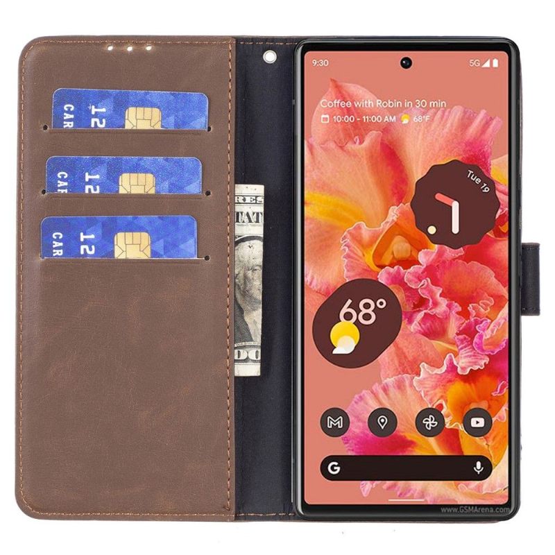 δερματινη θηκη Google Pixel 6 Pro Θήκη Flip Retro Faux Leather Folio