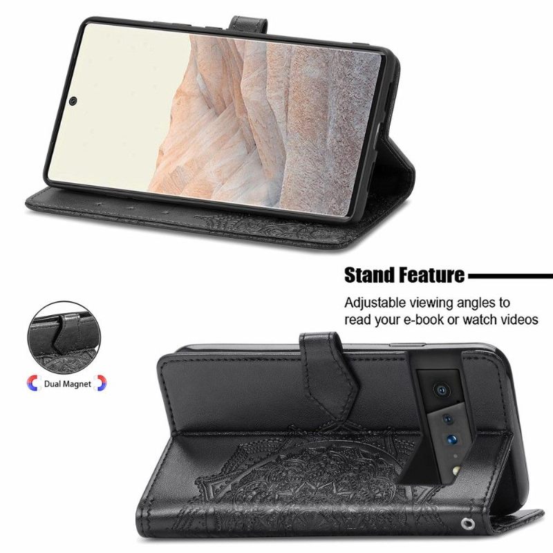 Κάλυμμα Google Pixel 6 Pro Mandala Relief Faux Leather