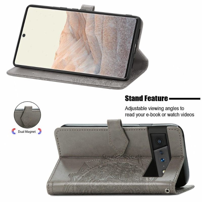 Κάλυμμα Google Pixel 6 Pro Mandala Relief Faux Leather