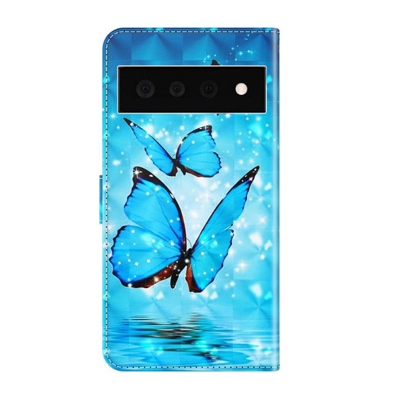 Κάλυμμα Google Pixel 6 Pro Sparkling Blue Butterflies