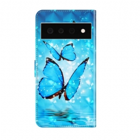 Κάλυμμα Google Pixel 6 Pro Sparkling Blue Butterflies