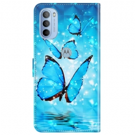 Κάλυμμα Motorola Moto G31 / Moto G41 Sparkling Blue Butterflies