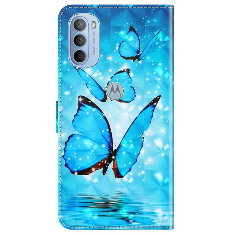 Κάλυμμα Motorola Moto G31 / Moto G41 Sparkling Blue Butterflies