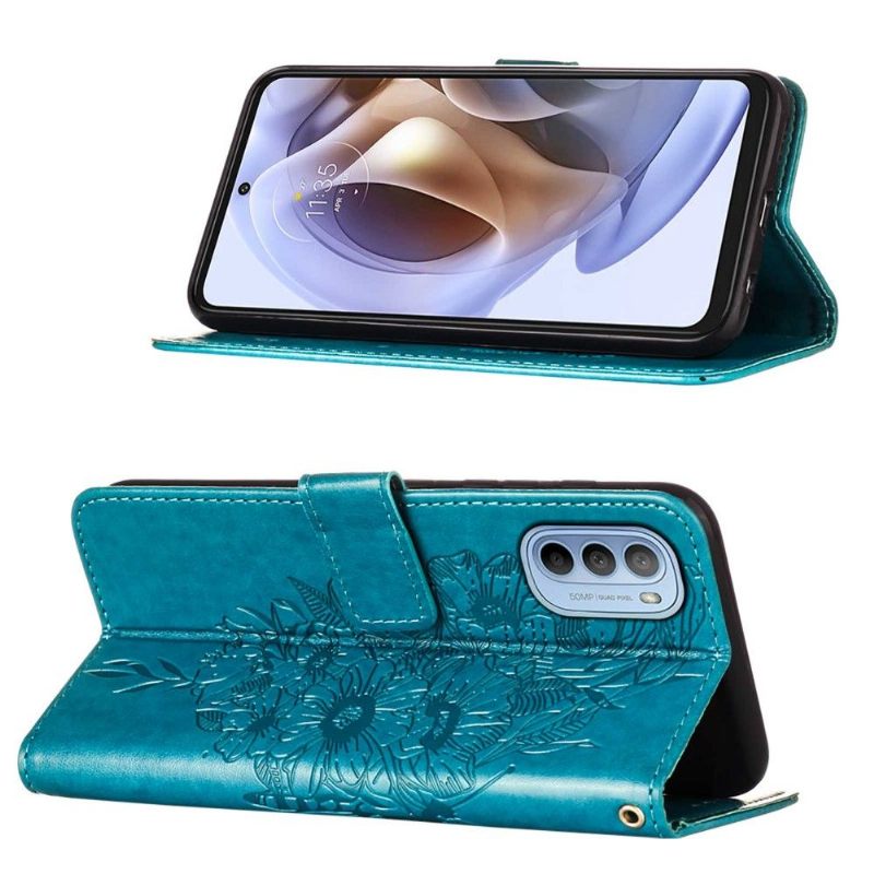 Θήκη Flip Motorola Moto G31 / Moto G41 Κάτοχος Κάρτας Butterfly Flower