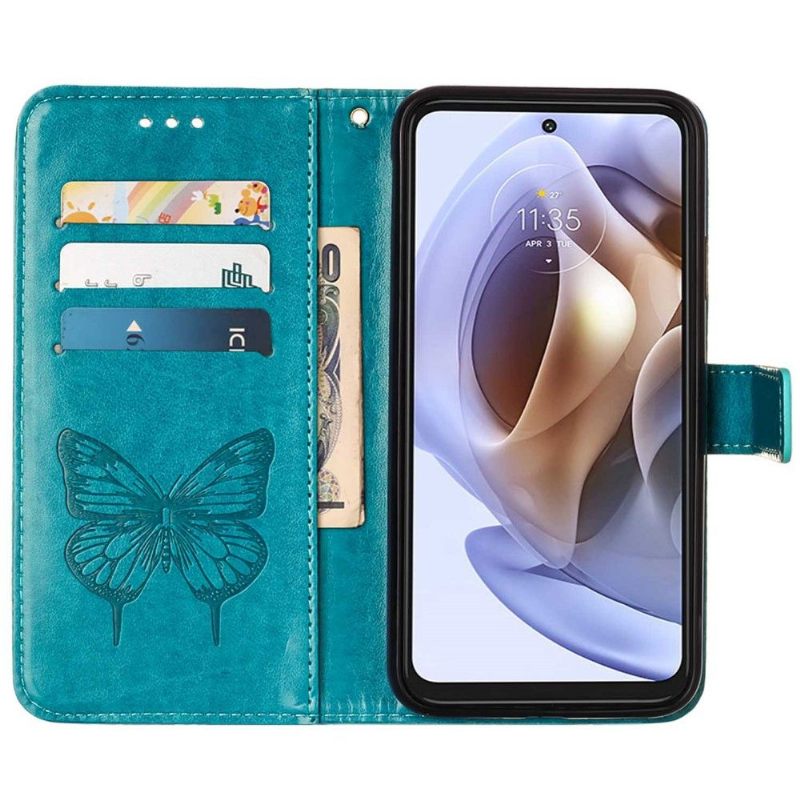 Θήκη Flip Motorola Moto G31 / Moto G41 Κάτοχος Κάρτας Butterfly Flower