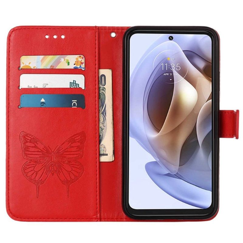 Θήκη Flip Motorola Moto G31 / Moto G41 Κάτοχος Κάρτας Butterfly Flower