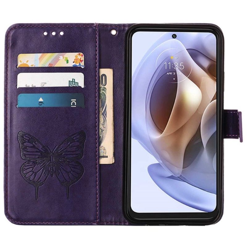 Θήκη Flip Motorola Moto G31 / Moto G41 Κάτοχος Κάρτας Butterfly Flower