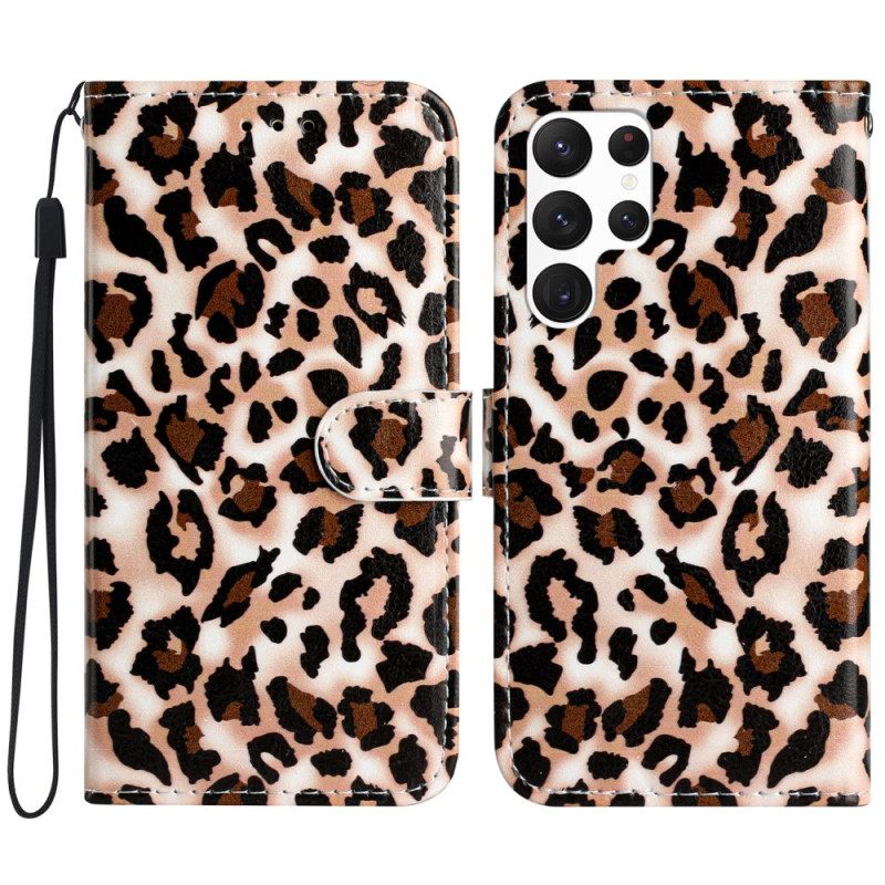 Δερματινη Θηκη Samsung Galaxy S24 Ultra 5g Leopard Print Strappy