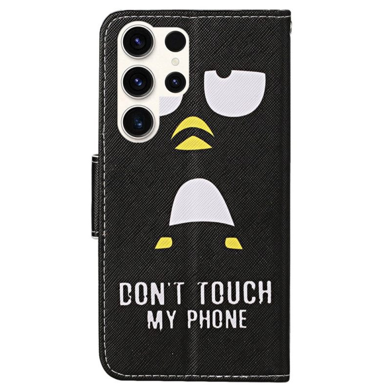 Δερματινη Θηκη Samsung Galaxy S24 Ultra 5g Penguin Don't Touch My Phone Lanyard