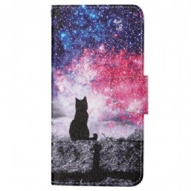 Δερματινη Θηκη Samsung Galaxy S24 Ultra 5g Starry Sky And Lanyard Cat