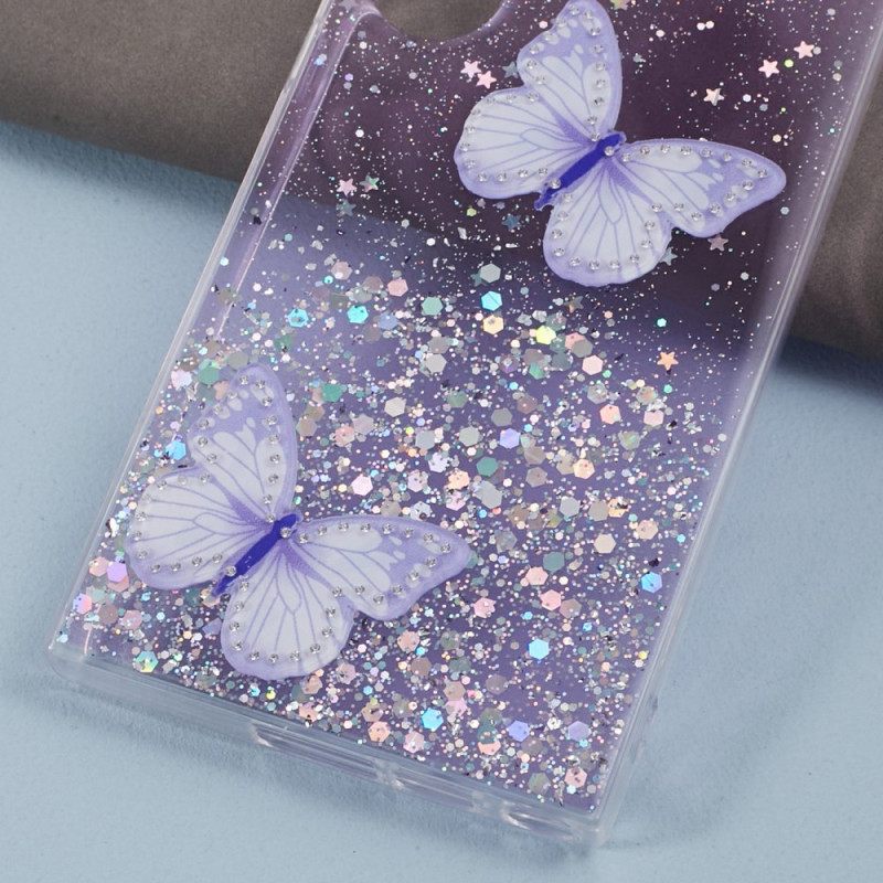 Κάλυμμα Samsung Galaxy S24 Ultra 5g Glitter Με Πεταλούδες Σιλικόνης