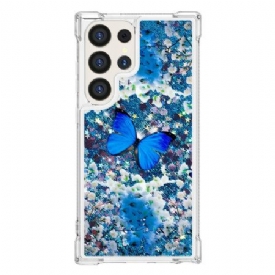 Κάλυμμα Samsung Galaxy S24 Ultra 5g Θήκες Κινητών Blue Butterfly Glitter