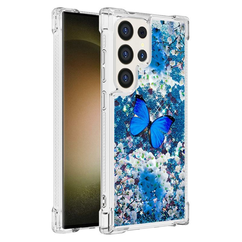 Κάλυμμα Samsung Galaxy S24 Ultra 5g Θήκες Κινητών Blue Butterfly Glitter