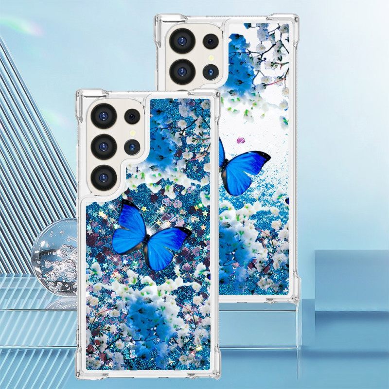 Κάλυμμα Samsung Galaxy S24 Ultra 5g Θήκες Κινητών Blue Butterfly Glitter