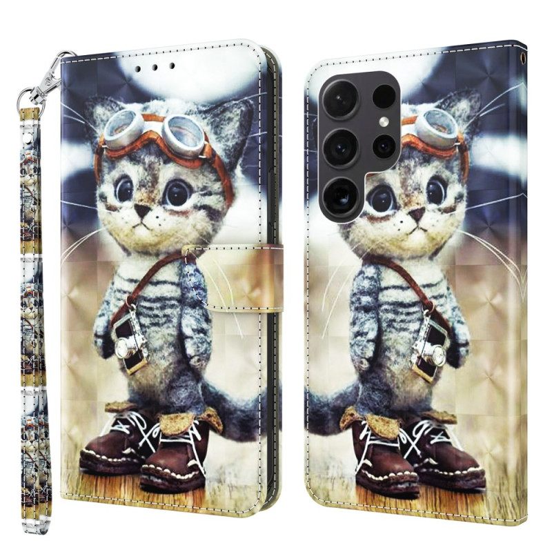 Θηκη Κινητου Samsung Galaxy S24 Ultra 5g Θήκες Κινητών Aviator Cat Με Λουράκι