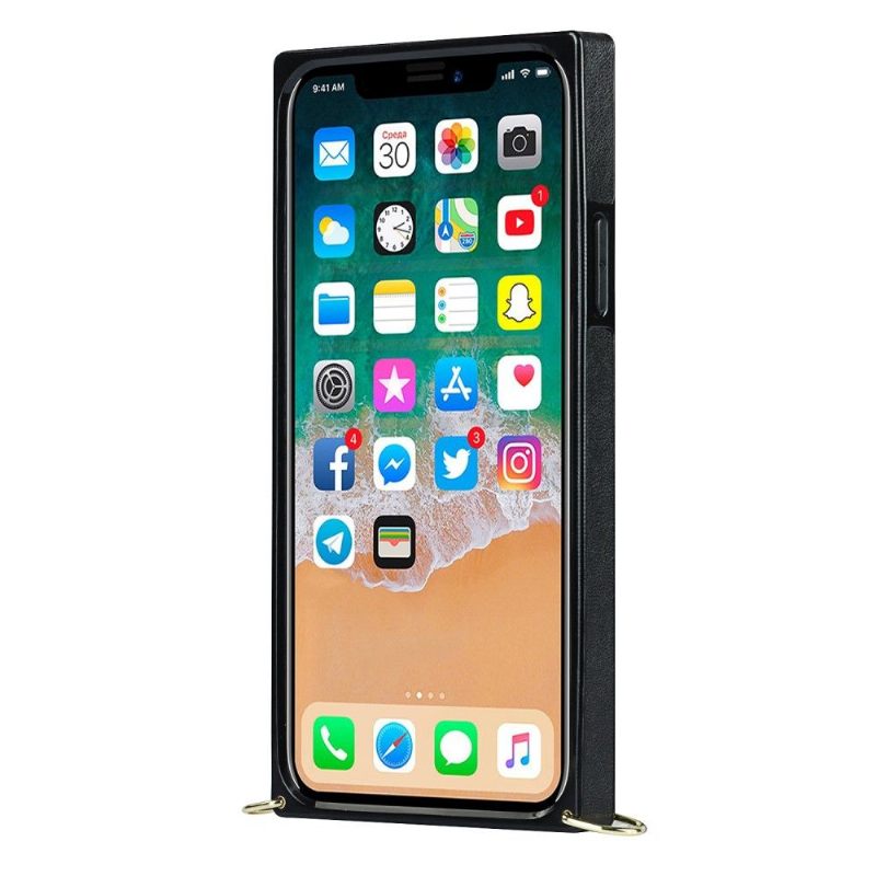 θηκη κινητου iPhone 12 Pro Max Καπιτονέ Δερμάτινο Εφέ Και Κορδόνι