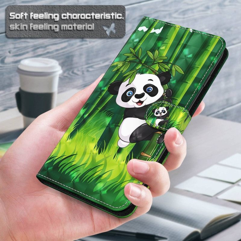 Δερματινη Θηκη Samsung Galaxy S24 Plus 5g Panda Climber Με Λουράκι