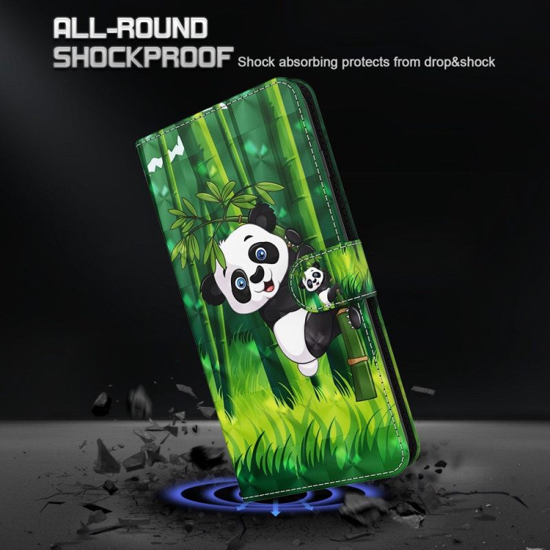 Δερματινη Θηκη Samsung Galaxy S24 Plus 5g Panda Climber Με Λουράκι