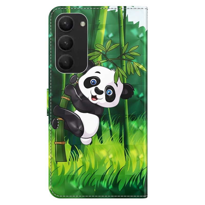 Δερματινη Θηκη Samsung Galaxy S24 Plus 5g Panda Climber Με Λουράκι