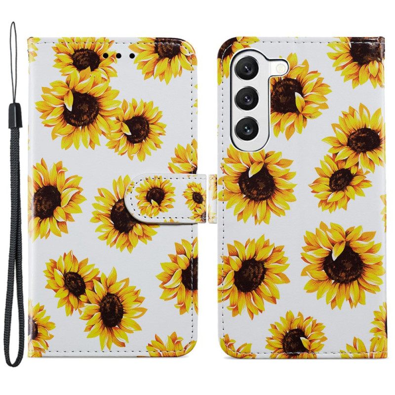 Δερματινη Θηκη Samsung Galaxy S24 Plus 5g Strap Sunflowers Σιλικόνης