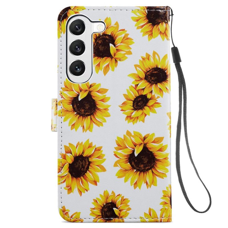 Δερματινη Θηκη Samsung Galaxy S24 Plus 5g Strap Sunflowers Σιλικόνης