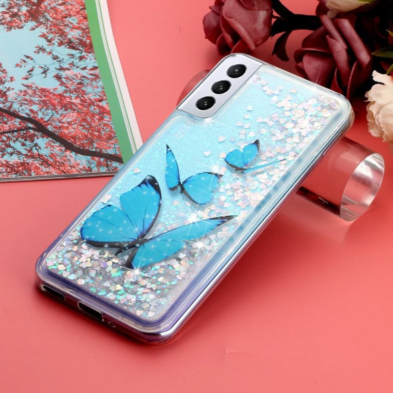 Κάλυμμα Samsung Galaxy S24 Plus 5g Θήκες Κινητών Blue Butterflies Liquid Glitter