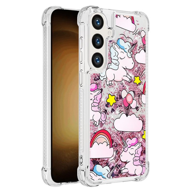 Κάλυμμα Samsung Galaxy S24 Plus 5g Θήκες Κινητών Unicorns And Clouds Liquid Glitter