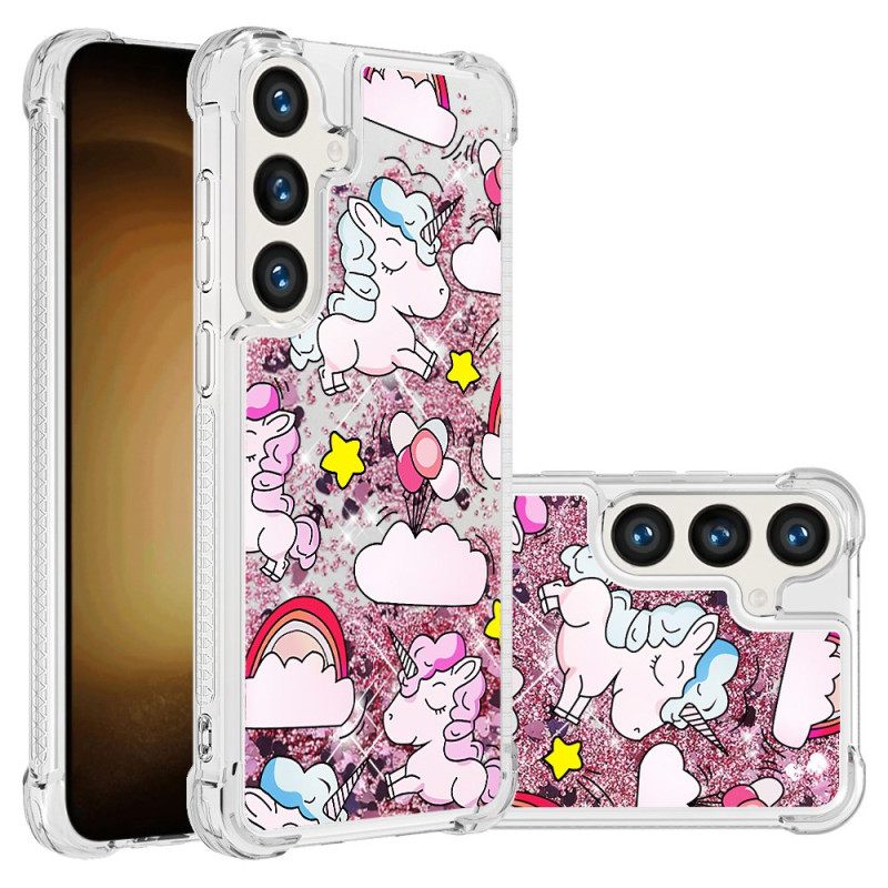 Κάλυμμα Samsung Galaxy S24 Plus 5g Θήκες Κινητών Unicorns And Clouds Liquid Glitter