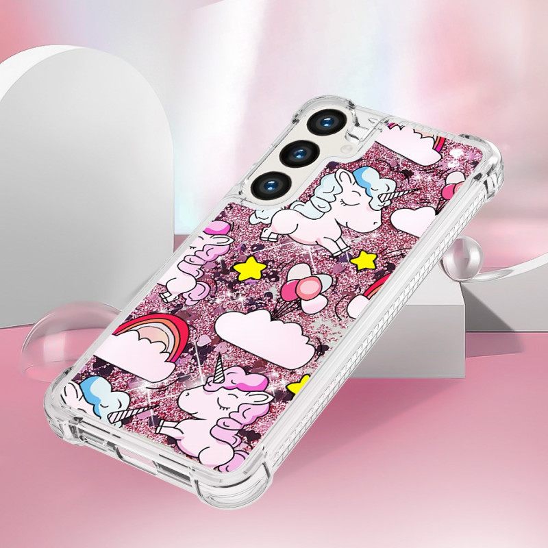 Κάλυμμα Samsung Galaxy S24 Plus 5g Θήκες Κινητών Unicorns And Clouds Liquid Glitter