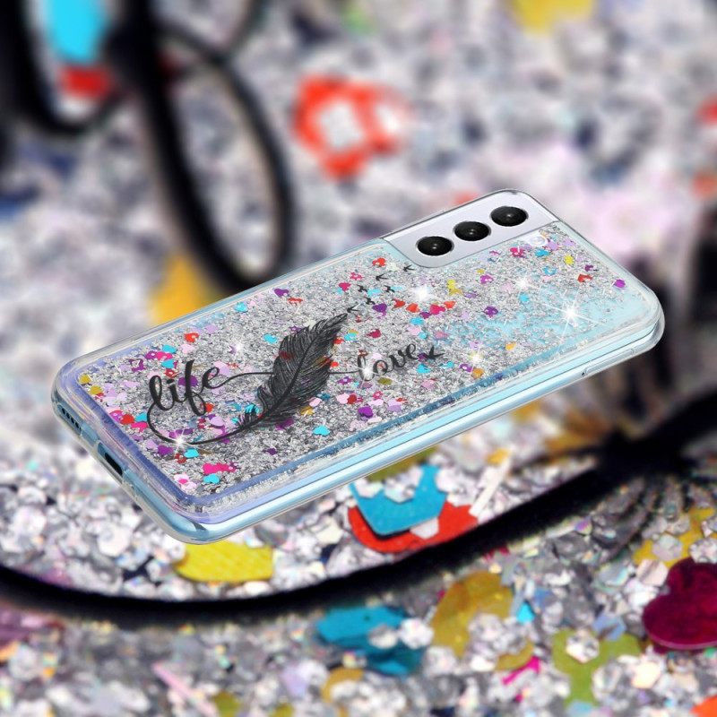 Κάλυμμα Samsung Galaxy S24 Plus 5g Υγρό Glitter Και Φτερά Σιλικόνης